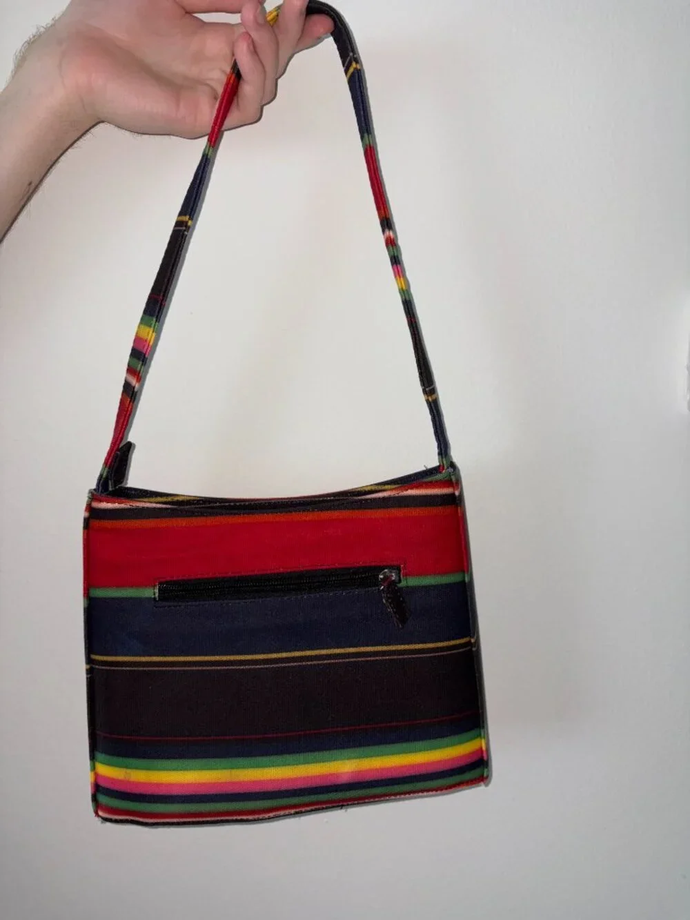 Kate Spade New York Vintage Multicolor Stripe Canvas Shoulder Purse Y2K